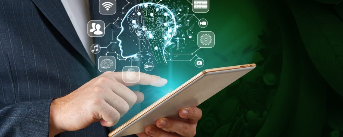 Businessman working on tablet using ai. Business technology, IoT Internet of Things, ai concept